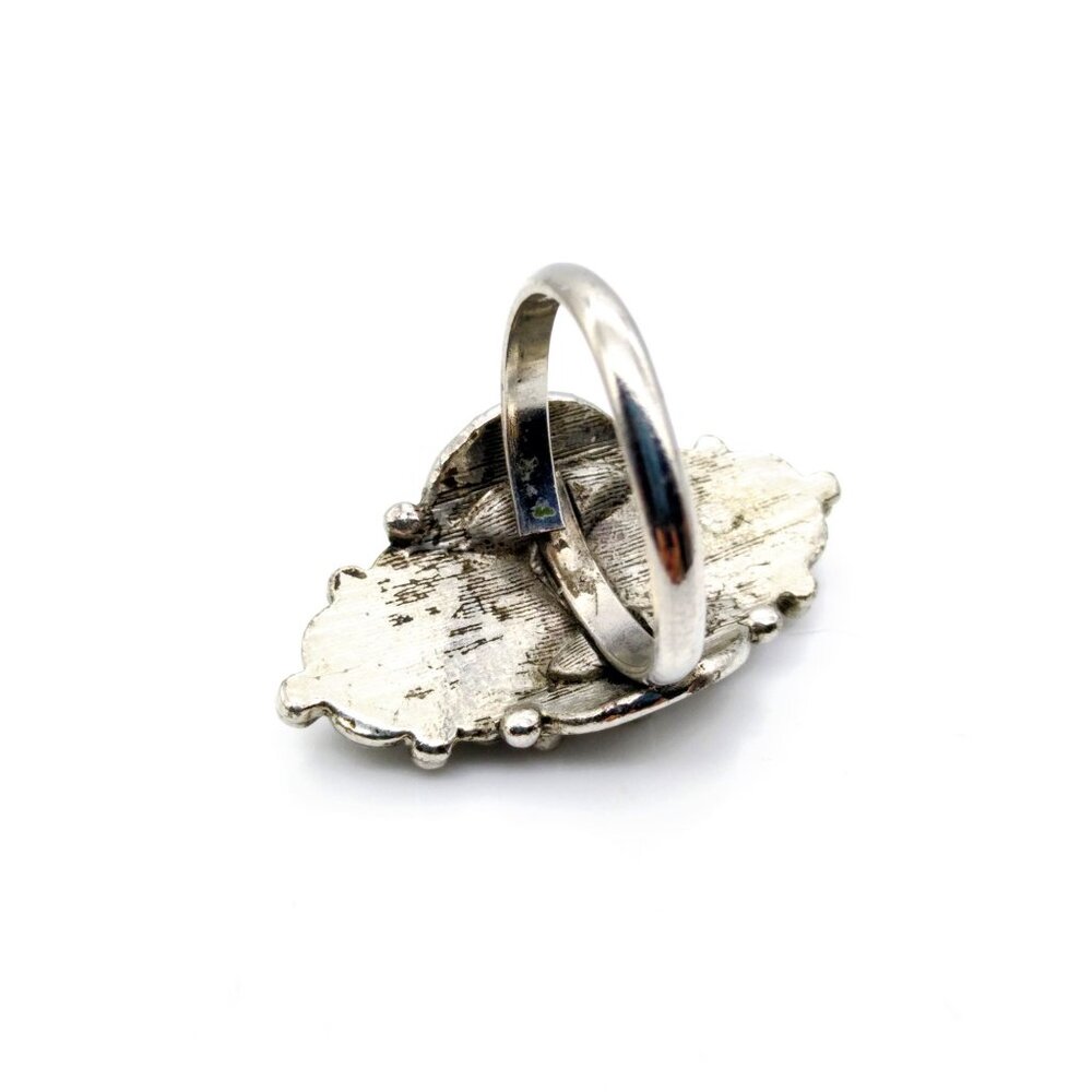 Retro Turquoise Look Statement Ring, Adjustable S… - image 7